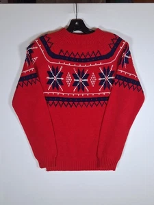 Vintage 1970er JC Penney Schneeflocke Pullover mit Stehkragen Retro Weihnachten Größe Medium  - Bild 1 von 7
