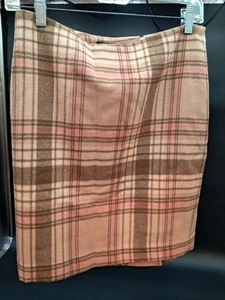 Gonna donna Talbots 6P rosa lana foderata a quadri zip laterale qualità lunghezza 18" - Foto 1 di 7