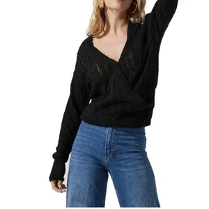 NWT ASTR The Label Wrap Front Pointelle Sweater Size XS - Picture 1 of 7
