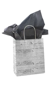 SSWBasics Medium Wood Pattern Paper Shopping Bags - Case of 100- Bags with - Picture 1 of 1