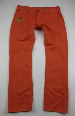 Hombres 38x32 Polo Ralph Lauren Challenge Cup Algodón Lino Pantalones Naranja Botón Mosca Foto 1 de 4
