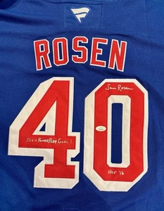 NEW YORK RANGERS SAM ROSEN #40 SIGNED JERSEY WITH INSCRIPTIONS WITH JSA RARE!!!! - Picture 1 of 3