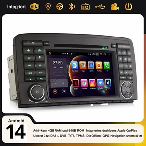 DAB+ Android 14 Autoradio Navi 4GB+64GB Mercedes BENZ R-Klasse W251 CarPlay WiFi - Bild 1 von 20