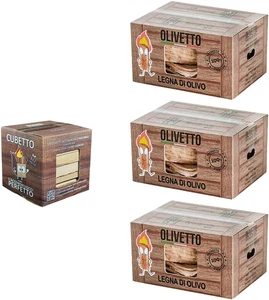 Legna Da Ardere Di Olivo + Legnetti Accendifuoco (Olivetto + Cubetto) (3+1) - Foto 1 di 12