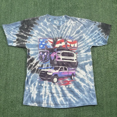 Camiseta para Hombres L Dodge Ram Truck Negra Azul Patriótica Tie Dye EE. UU. Foto 1 de 4