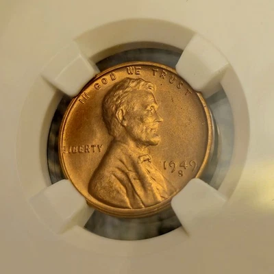 1949-S Lincoln Wheat Cent NGC MS67RD Full Red Gem BU 1C Coin Sharp Key Date - Image 1 of 3