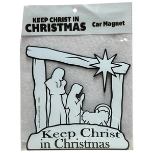 Keep Christ in Christmas Auto Magnet weiß schwarz Vinyl 6 x 6 Zoll Krippe Aufkleber - Bild 1 von 7
