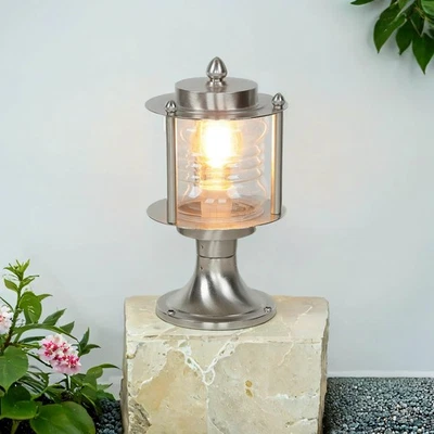 Rostfreie Sockelleuchte Garten Weg Messing Glas H:29cm IP54 Außen Beleuchtung - Bild 1 von 4