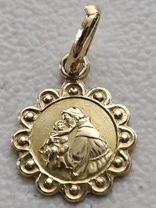 Vintage 18K Gold Italy St. Anthony & Baby Jesus Religious Pendant / Charm - Picture 1 of 12