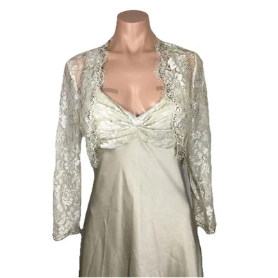 Calvin Klein Slip Bustier Lace Jacket 2pc Slinky Formal Dress Gown 8 Evening - Image 1 of 4