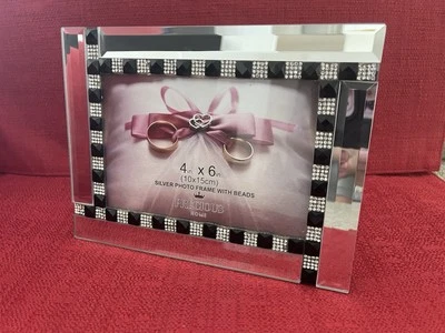 Precious Home Picture Frame 4 X 6 Mirror Edge “be-jeweled” Black & “rhinestones” - Image 1 of 4