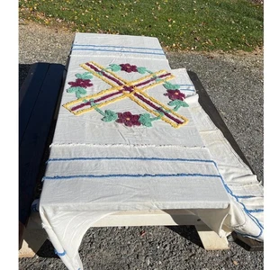 Vintage Chenille Tagesdecke Decke Twin 72x98 Blumen Landhaus Schneider Handwerk - Bild 1 von 14