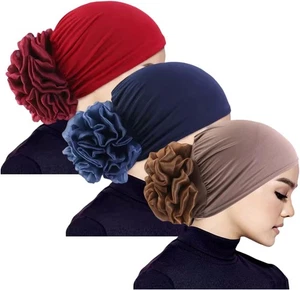 3 pezzi hijab donna turbante musulmano berretto cofano chemio cancro copricapo berretti cappello avvolgente - Foto 1 di 43