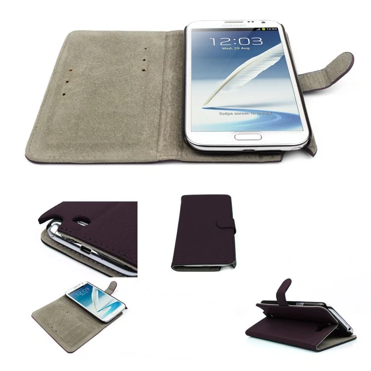 FUNDA BILLETERA ABATIBLE SOPORTE BOLSA CUERO PU PÚRPURA GALAXY NOTE II 2 Foto 1 de 1