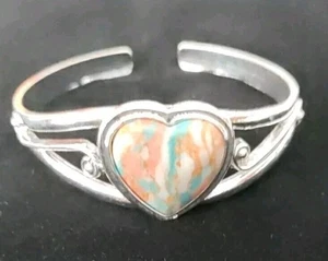 Heart Oyster & Copper Bangle Bracelet 7" Hand Made - Picture 1 of 3
