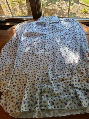 Camisa Luigi Borrelli GRANDE de Lujo De Colección Archivio Manga Larga PÚRPURA FLORAL Botones Foto 1 de 4