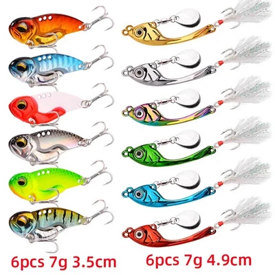 Rotating Fishing Lure Set Vibration Spoon Spinner Lure Crankbait Bass Artificial - Bild 1 von 4