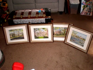 4 Lot Vintage Original Davis grau Aquarell Druck handbemalt Trenton NJ 4 4 1 - Bild 1 von 9