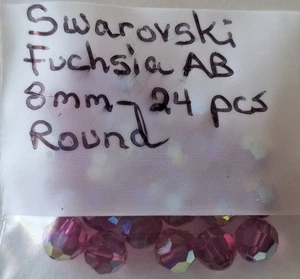Swarovski Fuchsia AB Kristalle ~ 24 Stück 8 mm rund ~ RAR & NEU! - Bild 1 von 2