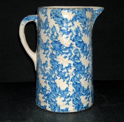 Esponja Azul y Blanco Jarra Humo Anillo Gres Antigua Moda Jardín Rosa Foto 1 de 4