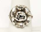 Vintage Handmade 3D Flower Sterling Silver Ring - Size 7.75
