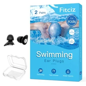 Ear Plugs for Swimming Kids 2 Pairs Water Swim Ear Plugs with Delicate Case f... - Picture 1 of 6