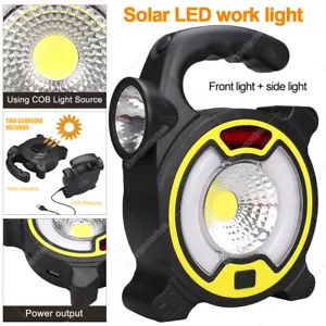 Solar LED Work Light USB Rechargeable Camping Tent Night Torch Flood Lamps UK - Picture 1 of 19