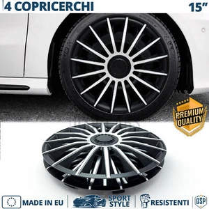 4 Copricerchi per Lada Niva Bronto 15'' Pollici Coppette Silver e Nere 15 Razze - Foto 1 di 13
