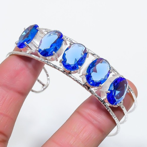 VALENTINO Bracciale regolabile gioielli argento sterling 925 pietra preziosa tanzanite blu