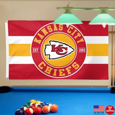 Kansas City Chiefs 3x5 Flag Man Cave Flag New Banner USA Tailgating - Image 1 of 4