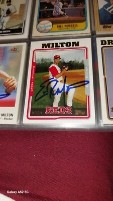Eric Milton Signed 2 Cards-2095 Topps & 2003 Fleer Tradition - Image 1 of 2