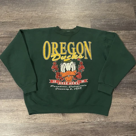 Oregon Ducks 90s VTG Sweatshirt Retro Fighting Donald Logo Rose Bowl Size Large Cover