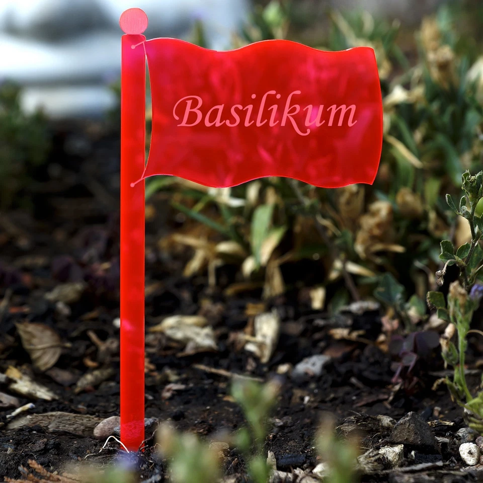 Plexiglas® Pflanzschilder Gartenstecker Fahne neonrot transparent fluoreszierend - Bild 1 von 1