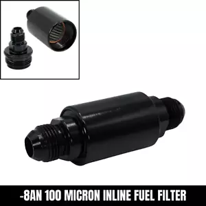 -8AN Racing High Flow 100 micras filtro de combustible en línea negro para 300ZX 350Z 370Z - Imagen 1 de 6