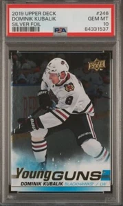 SILVER FOIL 2019 Upper Deck - Young Guns #246 Dominik Kubalik (RC) PSA 10 Pop 3 - Picture 1 of 2