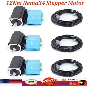Kit servodriver motore passo-passo a 3 assi 12 Nm Nema 34 incisione CNC Stati Uniti - Foto 1 di 17