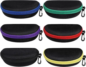 6 Pack Sunglasses Case Portable Travel Zipper Eyeglasses Case with Hook - Picture 1 of 12