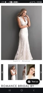 Allure Romance lace wedding dress sz10  Empire Waist Swarovski Crystals Bling - Picture 1 of 22