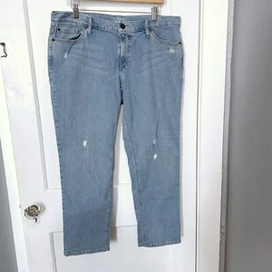 Ann Taylor Loft Boyfriend Jeans Womens Size 14 Distressed Casual Light Wash - Picture 1 of 4