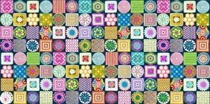 Moda VINTAGE SOUL 7432 21 Blue Rainbow Cheater Print CATHE HOLDEN Quilt Fabric - Picture 1 of 6