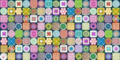 Moda VINTAGE SOUL 7432 21 Blue Rainbow Cheater Print CATHE HOLDEN Quilt Fabric - Image 1 of 4