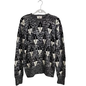 Gant By Michael Bastian Sweater Mens Medium Gray Black Marled Knit Crewneck - Picture 1 of 8