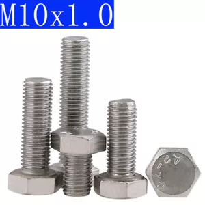 M10 - 1.0 Fine Thread 304 Stainless Steel Hex Cap Bolt / Screw DIN 933 Tap A2 - Picture 1 of 4