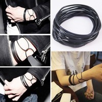 10 Pcs Silicone Gummy Bands Bracelets Rubber Jelly Bracelets Black Fashion