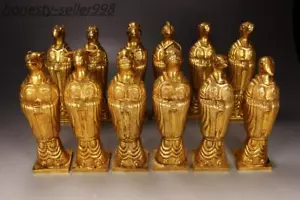 7.4"China Ancient bronze 24k gold Gilt FengShui Lucky wealth Zodiac signs statue - Picture 1 of 9