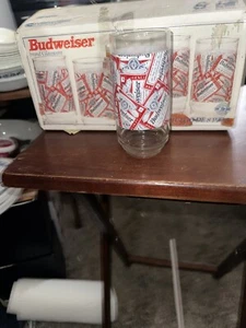 VTG Budweiser 1997 Anheuser Busch 8 pc. Glass Cooler Drinking Cup Set 16 oz NIB! - Picture 1 of 3