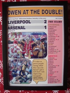 Liverpool 2 Arsenal 1 - Finale FA Cup 2001 - stampa incorniciata - Foto 1 di 2