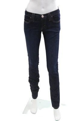 Pantalones de mezclilla rectos de tiro bajo lavado oscuro azul talla 24 Dittos para mujer Foto 1 de 4