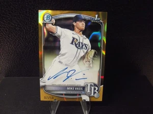 2025 Bowman Chrome Prospect Gold Lava AUTOGRAPH RC Refractor /50 Mike Vasil - Picture 1 of 2