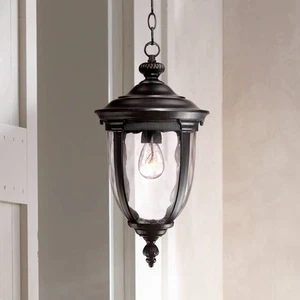 Bellagio Rustic Outdoor Hanging Light Fixture Black 18" Clear Glass for Exterior - Picture 1 of 9